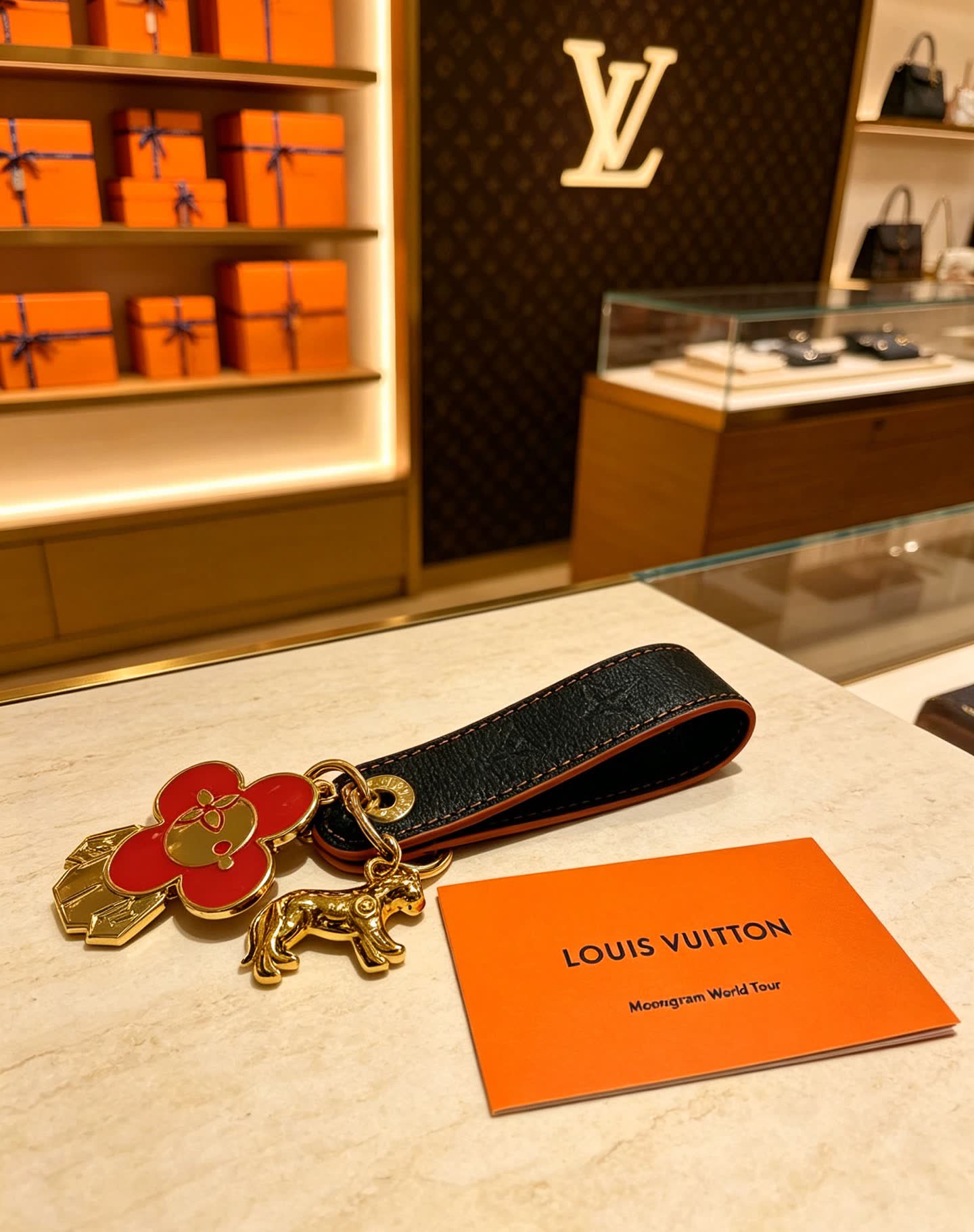 Louis Vuitton Keychain with Flower Charm
